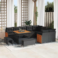 vidaXL Gartensofa-set mit Kissen 12 pcs Schwarz