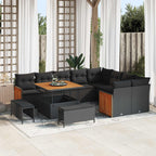 vidaXL Gartensofa-set mit Kissen 12 pcs Schwarz