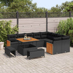 vidaXL Gartensofa-set mit Kissen 12 pcs Schwarz