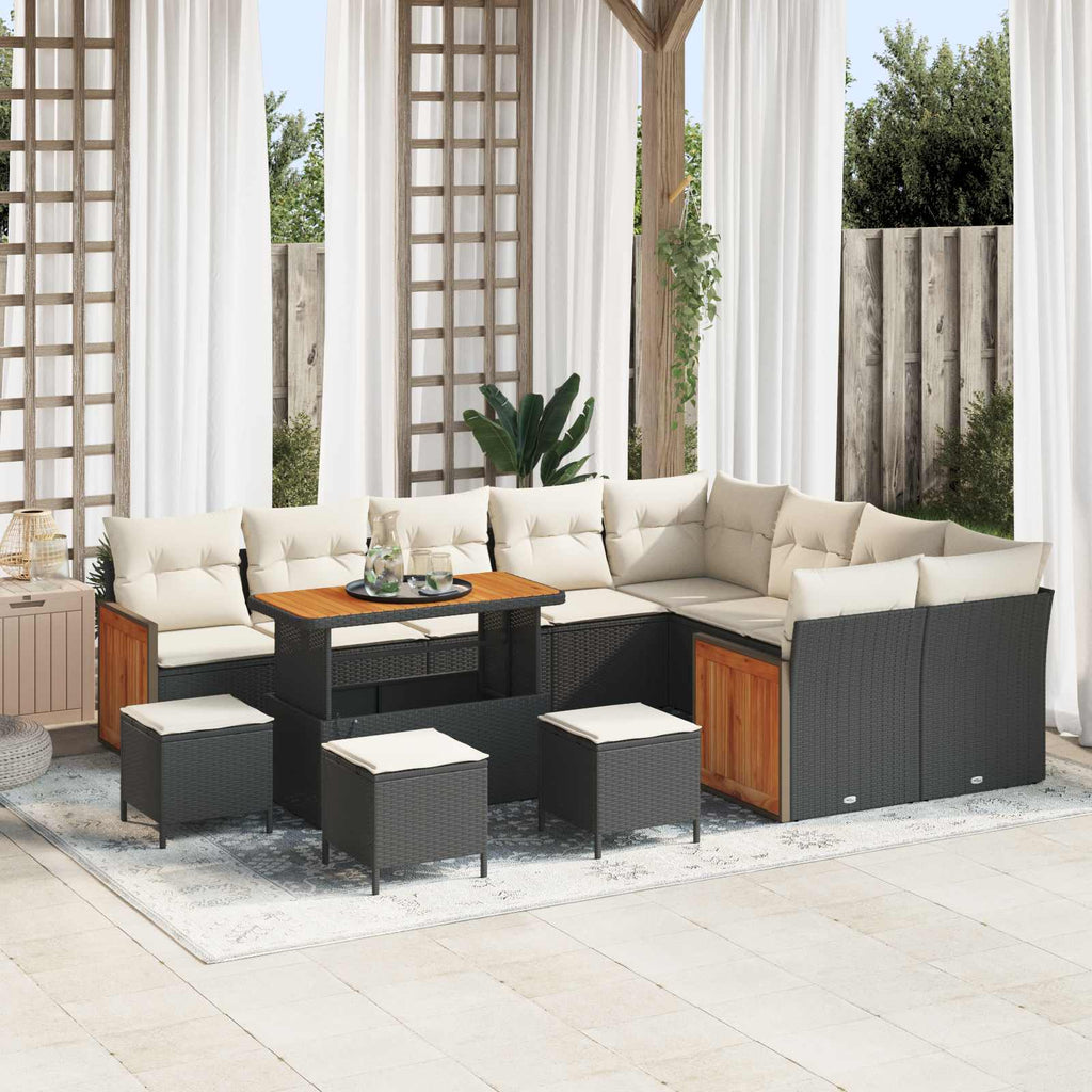 vidaXL Gartensofa-set mit Kissen 13 pcs Schwarz und Creme