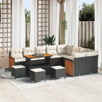 vidaXL Gartensofa-set mit Kissen 13 pcs Schwarz und Creme