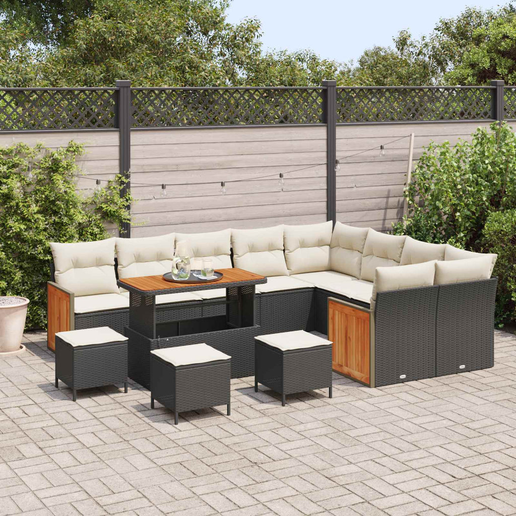 vidaXL Gartensofa-set mit Kissen 13 pcs Schwarz und Creme