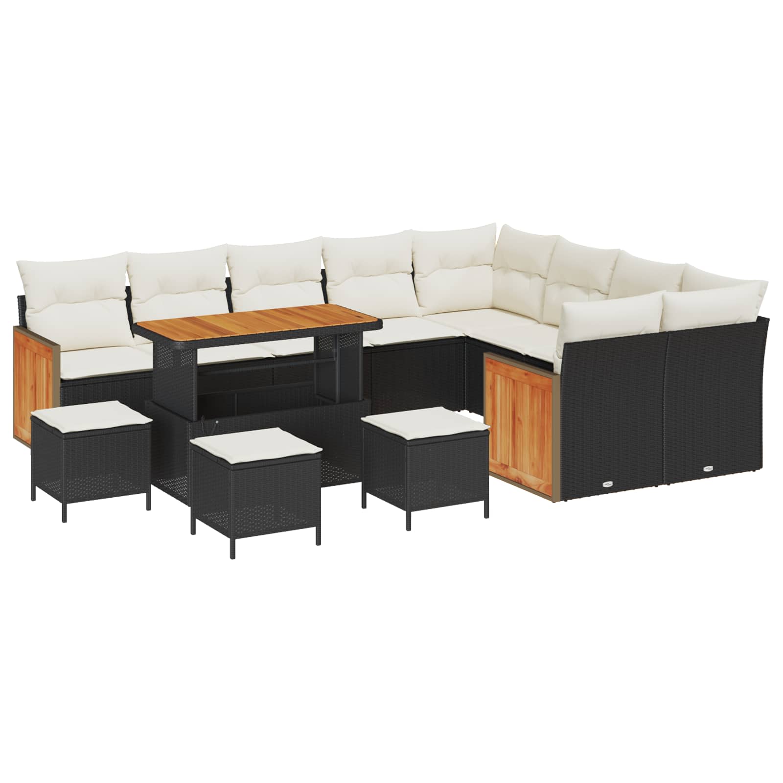 vidaXL Gartensofa-set mit Kissen 13 pcs Schwarz und Creme