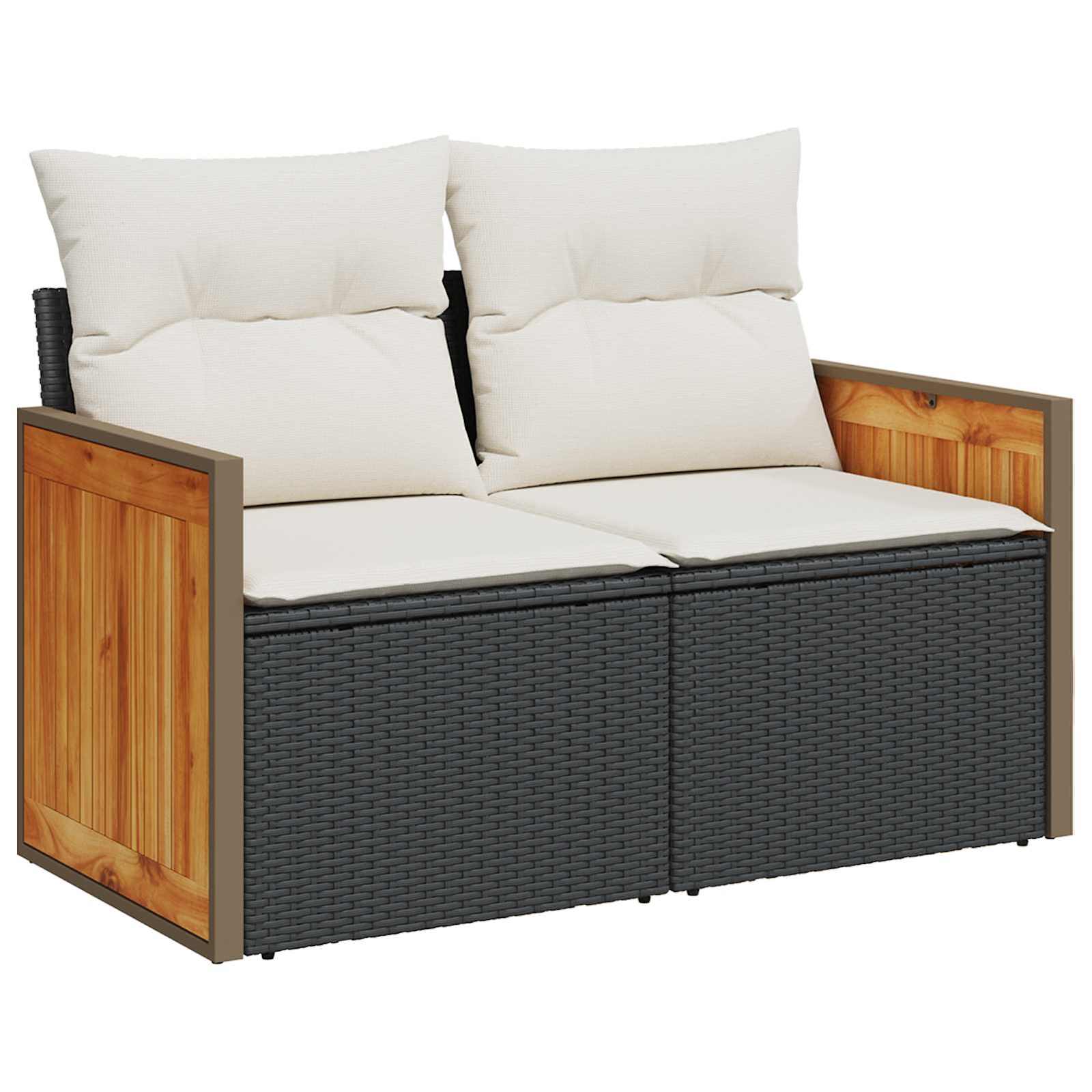 vidaXL Gartensofa-set mit Kissen 13 pcs Schwarz und Creme