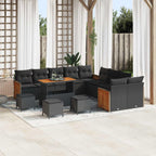vidaXL Gartensofa-set mit Kissen 14 pcs Schwarz
