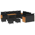 vidaXL Gartensofa-set mit Kissen 14 pcs Schwarz