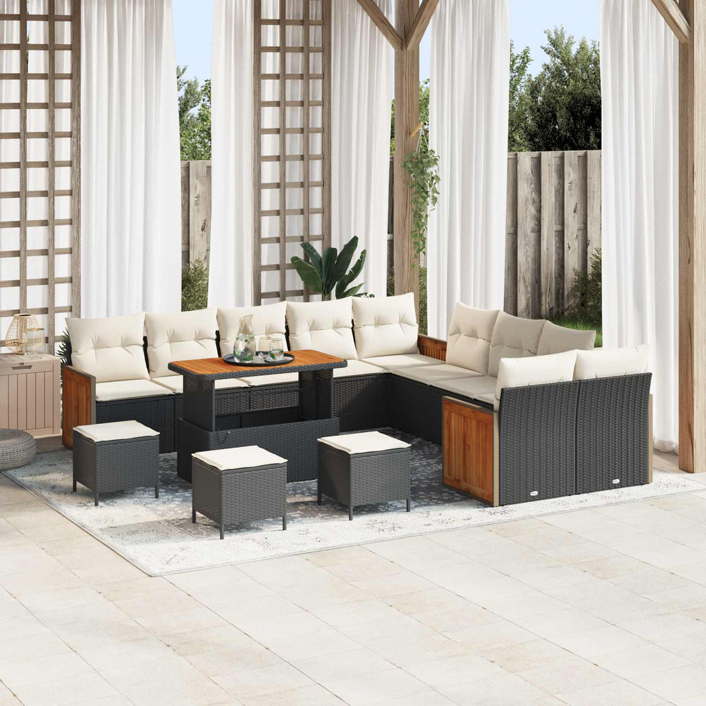 vidaXL Gartensofa-set mit Kissen 14 pcs Schwarz und Creme