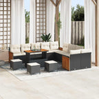vidaXL Gartensofa-set mit Kissen 14 pcs Schwarz und Creme