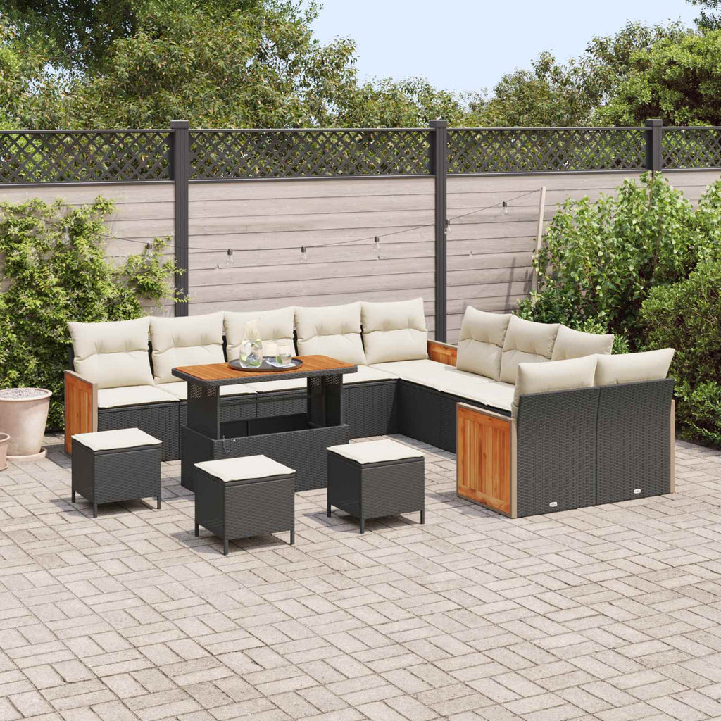 vidaXL Gartensofa-set mit Kissen 14 pcs Schwarz und Creme