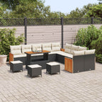 vidaXL Gartensofa-set mit Kissen 14 pcs Schwarz und Creme