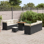 vidaXL Garten-Sofa-Set mit Kissen 10 pcs Schwarz und Creme