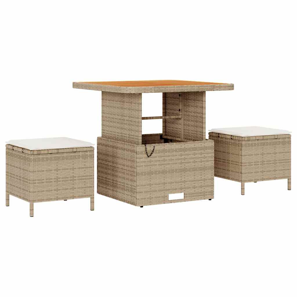 vidaXL Garten-Sofa-Set mit Kissen mit Speicher 10 pcs Beige und Creme