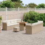 vidaXL Garten-Sofa-Set mit Kissen mit Speicher 11 pcs Beige und Creme