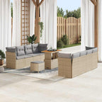 vidaXL Garten-Sofa-Set mit Kissen 11 pcs Beige und Hellgrau