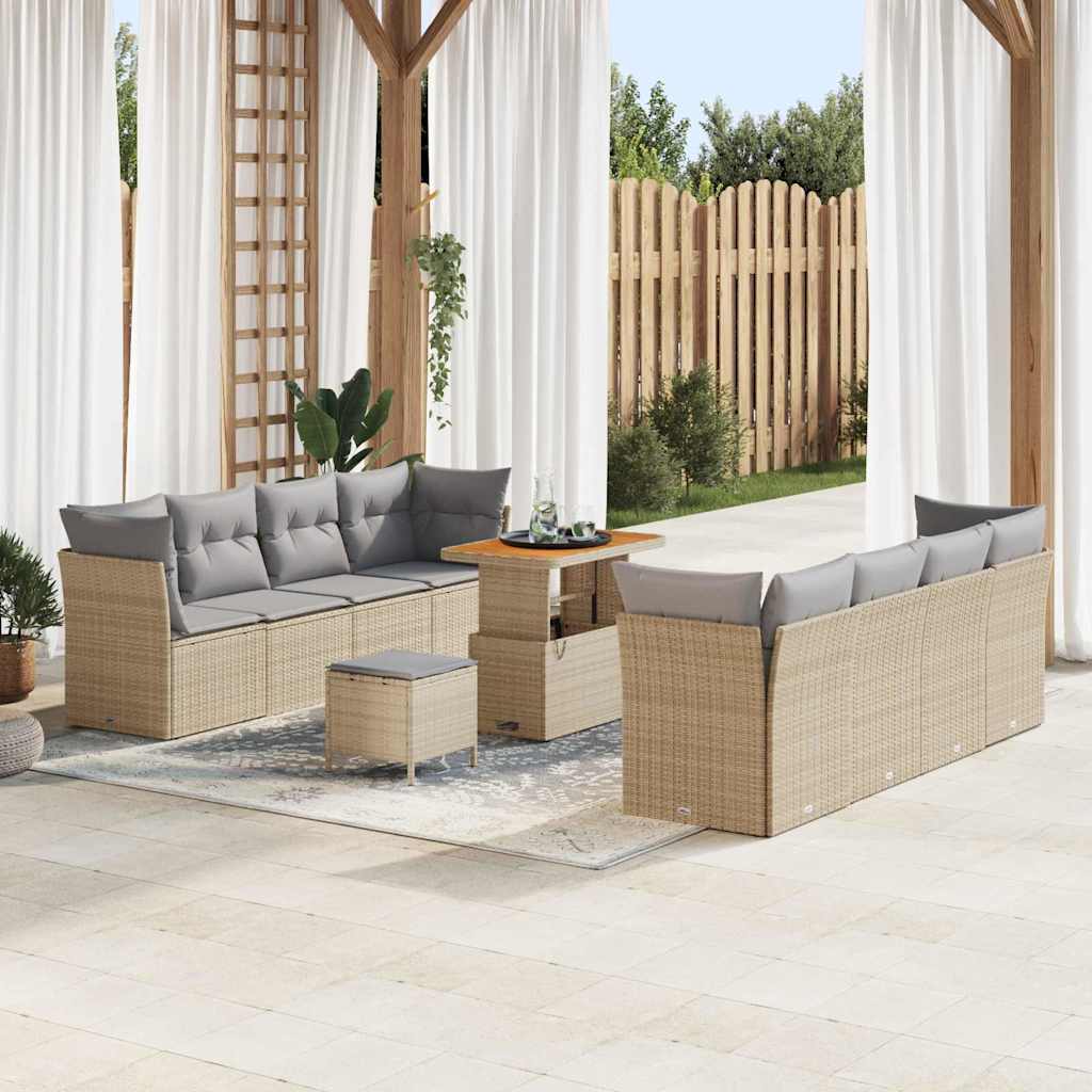 vidaXL Garten-Sofa-Set mit Kissen 11 pcs Beige und Hellgrau