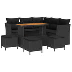 vidaXL Garten-Sofa-Set mit Kissen mit Speicher 9 pcs Schwarz
