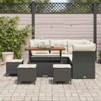 vidaXL Garten-Sofa-Set mit Kissen mit Speicher 9 pcs Schwarz und Creme