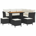 vidaXL Garten-Sofa-Set mit Kissen mit Speicher 9 pcs Schwarz und Creme