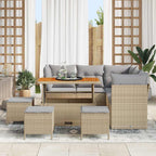 vidaXL Garten-Sofa-Set mit Kissen 9 pcs Beige und Hellgrau