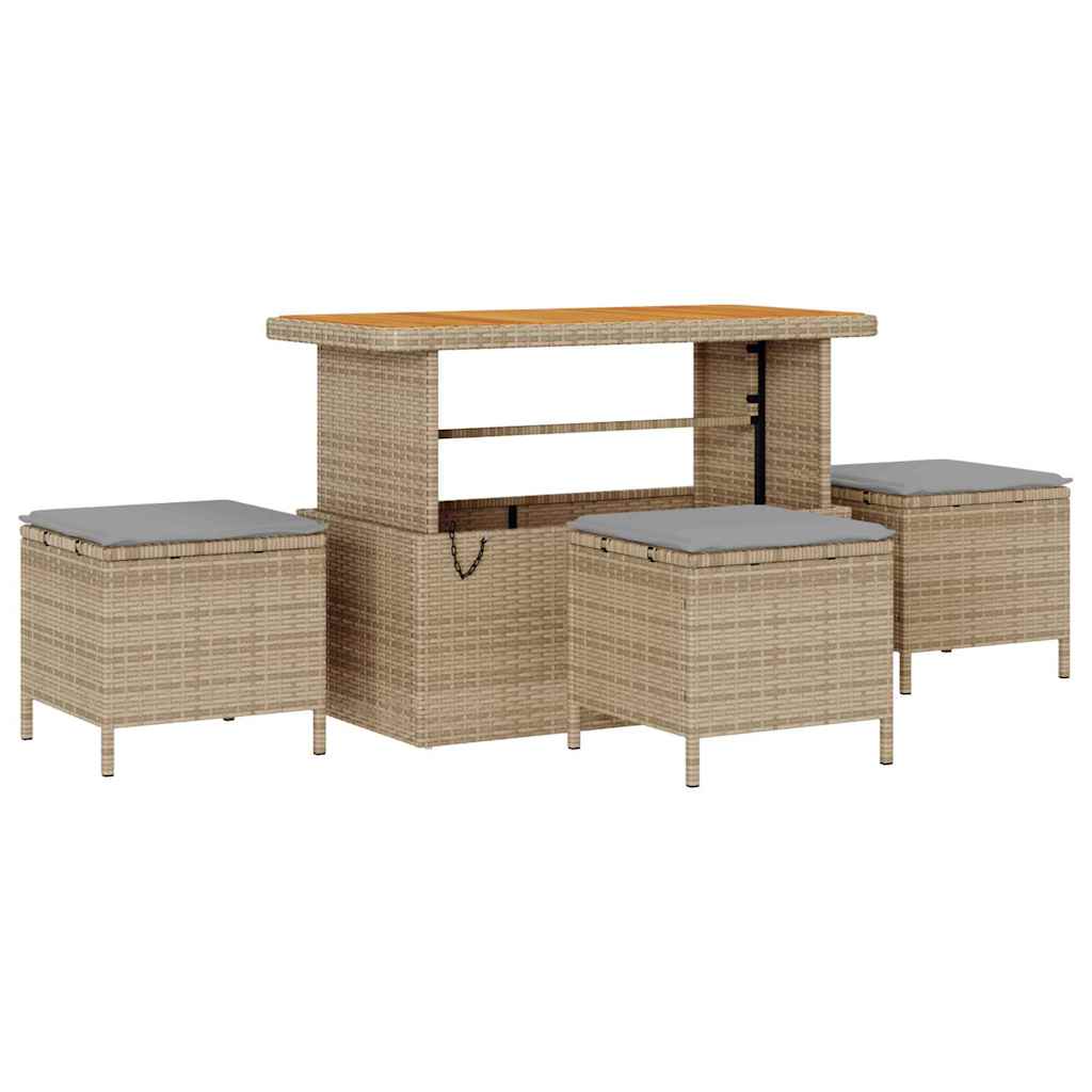 vidaXL Garten-Sofa-Set mit Kissen 9 pcs Beige und Hellgrau