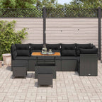 vidaXL Garten-Sofa-Set mit Kissen 9 pcs Schwarz 90 x 55 x 71 cm
