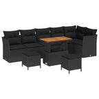vidaXL Garten-Sofa-Set mit Kissen 9 pcs Schwarz 90 x 55 x 71 cm
