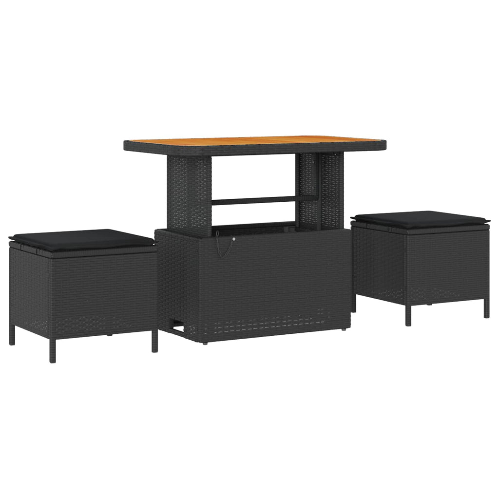 vidaXL Garten-Sofa-Set mit Kissen 9 pcs Schwarz 90 x 55 x 71 cm