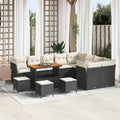 vidaXL Garten-Sofa-Set mit Kissen 13 pcs Schwarz und Creme