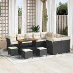 vidaXL Garten-Sofa-Set mit Kissen 13 pcs Schwarz und Creme