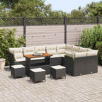 vidaXL Garten-Sofa-Set mit Kissen 13 pcs Schwarz und Creme
