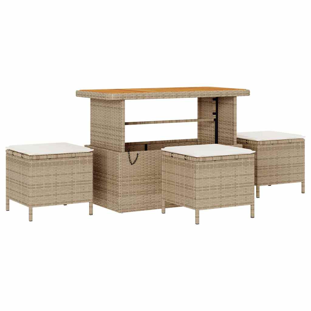 vidaXL Garten-Sofa-Set mit Kissen mit Speicher 13 pcs Beige und Creme