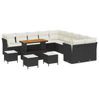 vidaXL Gartensofa-set mit Kissen 14 pcs Schwarz und Creme Poly-Rattan