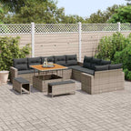 vidaXL Gartensofa-set mit Kissen 17 pcs Schwarz Poly-Rattan