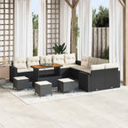 vidaXL Gartensofa-set mit Kissen 18 pcs Schwarz und Creme Poly-Rattan