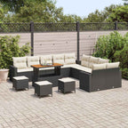 vidaXL Gartensofa-set mit Kissen 18 pcs Schwarz und Creme Poly-Rattan