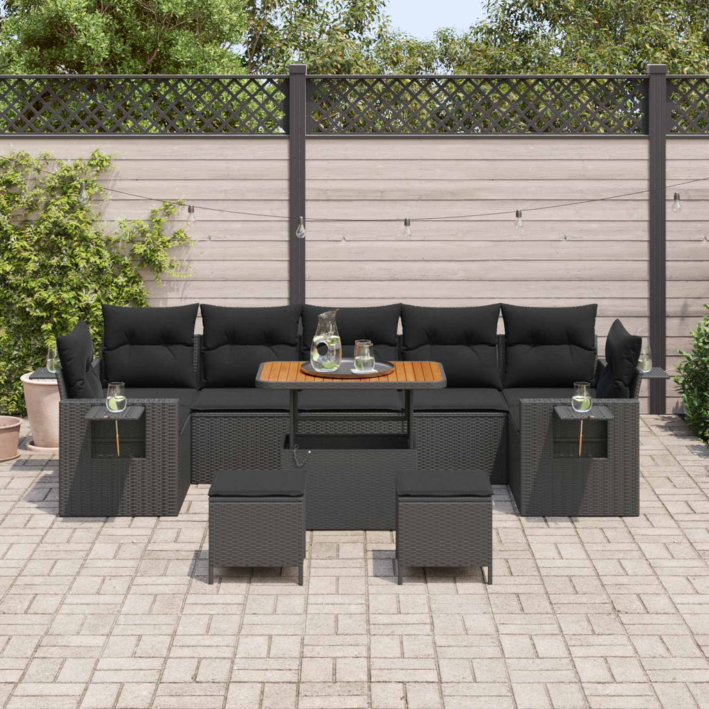 vidaXL Gartensofa-set mit Kissen Schwarz Poly-Rattan