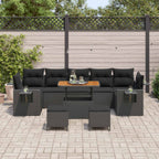 vidaXL Gartensofa-set mit Kissen Schwarz Poly-Rattan