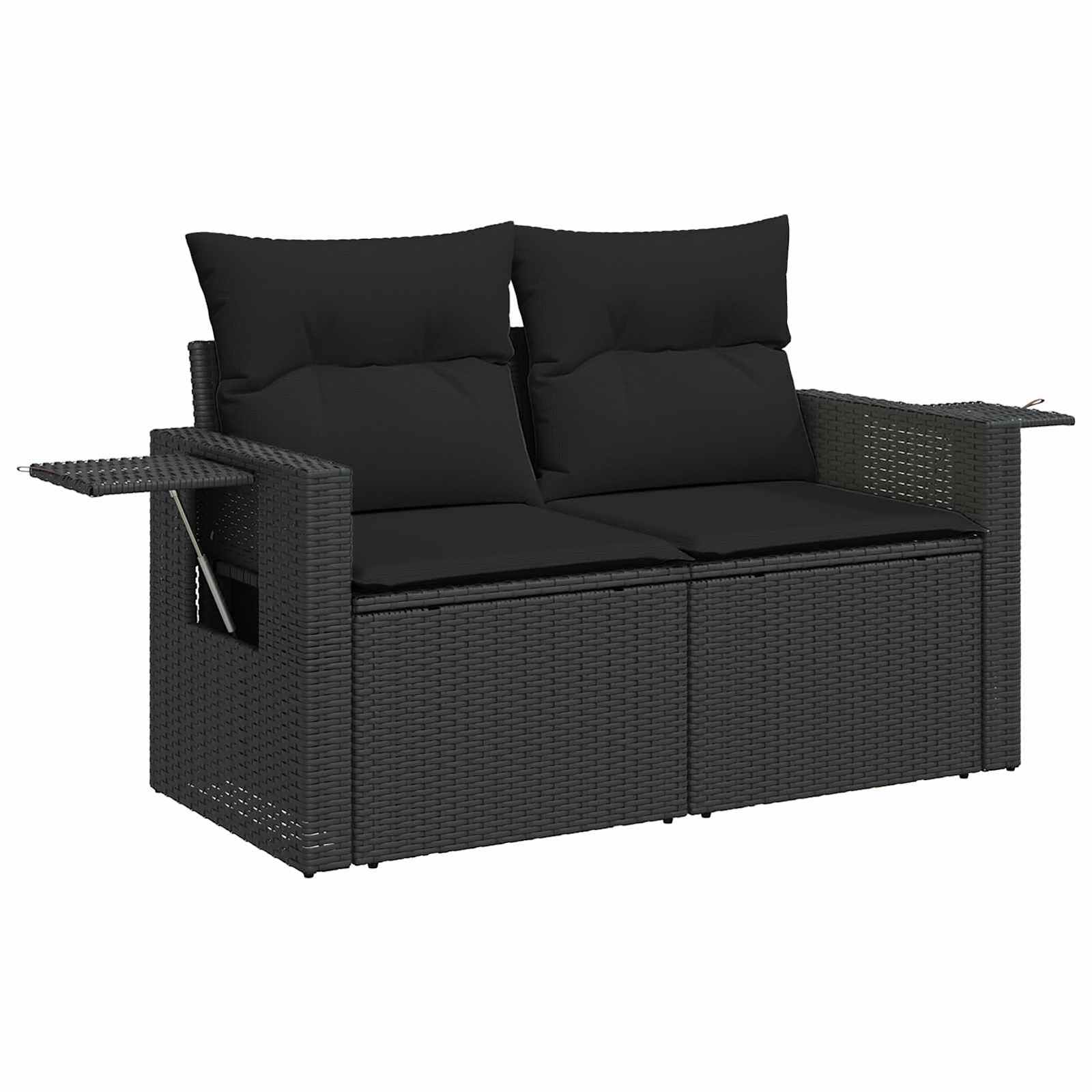 vidaXL Gartensofa-set mit Kissen Schwarz Poly-Rattan