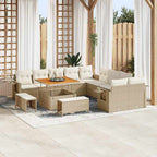 vidaXL Gartensofa-set mit Kissen mit Speicher 13 pcs Beige Poly-Rattan