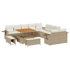 vidaXL Gartensofa-set mit Kissen mit Speicher 13 pcs Beige Poly-Rattan