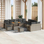vidaXL Gartensofa-set mit Kissen mit Speicher Grau Poly-Rattan
