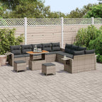vidaXL Gartensofa-set mit Kissen mit Speicher Grau Poly-Rattan