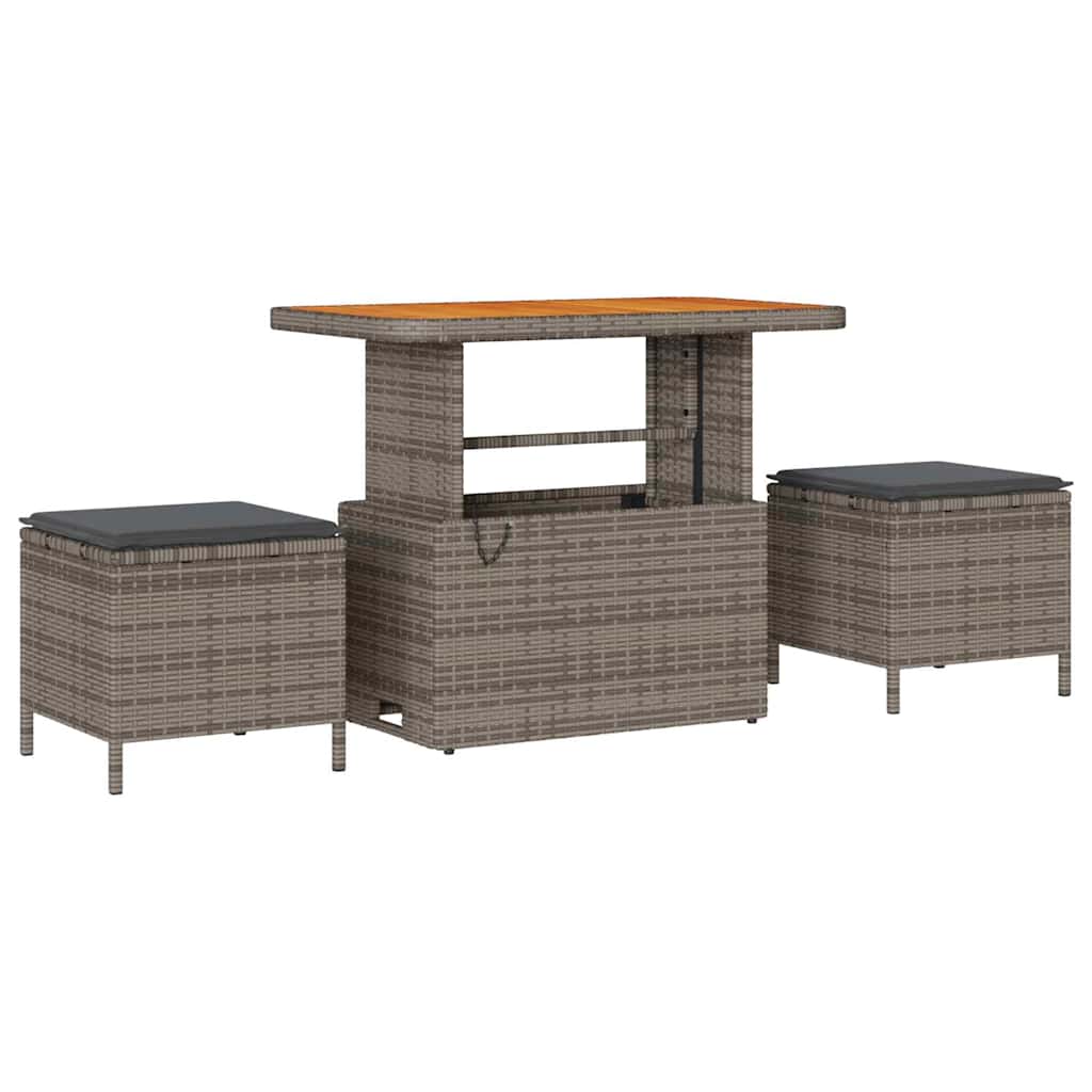 vidaXL Gartensofa-set mit Kissen mit Speicher Grau Poly-Rattan