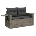 vidaXL Gartensofa-set mit Kissen mit Speicher Grau Poly-Rattan