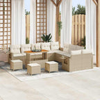 vidaXL Gartensofa-set mit Kissen mit Speicher 14 pcs Beige Poly-Rattan