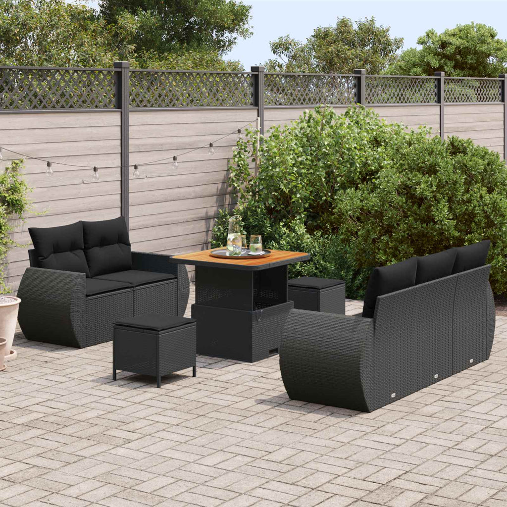 vidaXL Gartensofa-set mit Kissen mit Kissen 8 pcs Schwarz Poly-Rattan