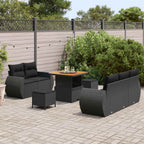 vidaXL Gartensofa-set mit Kissen mit Kissen 8 pcs Schwarz Poly-Rattan