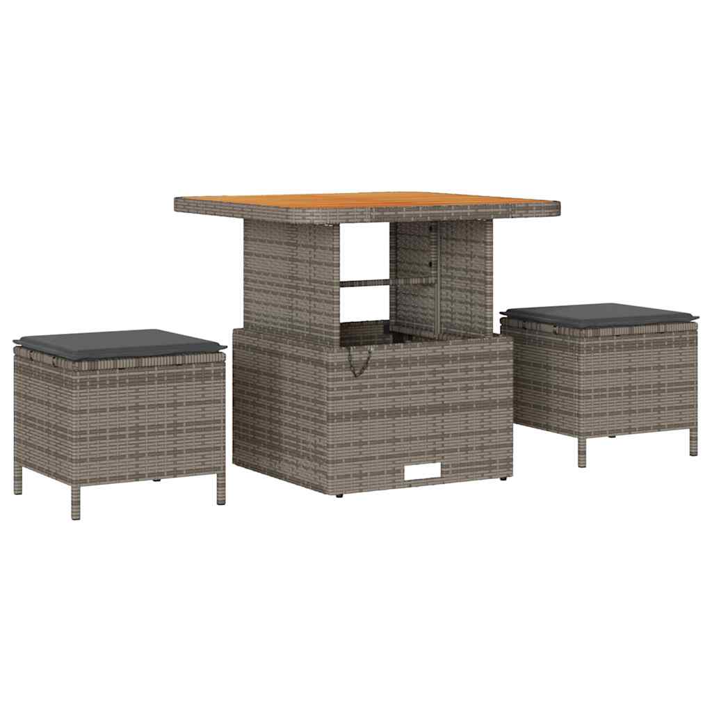 vidaXL Gartensofa-set mit Kissen mit Speicher 8 pcs Grau Poly-Rattan