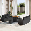 vidaXL Gartensofa-set mit Kissen mit Kissen 9 pcs Schwarz Poly-Rattan