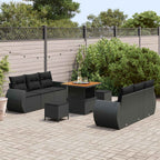 vidaXL Gartensofa-set mit Kissen mit Kissen 9 pcs Schwarz Poly-Rattan